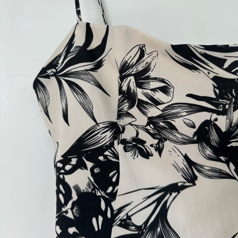 Superdown Sherry Floral Mini Dress Side Button Detail Black White XS Womens - Picture 7 of 13